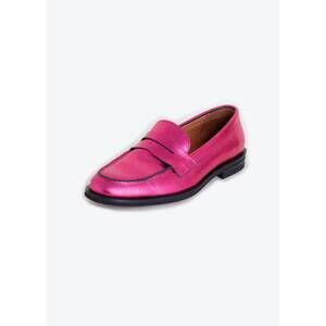 NEW VILAGALLO women's metallic leather loafers in pink